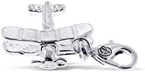 Addicting Charms 3d Shiny Airplane Charm for Bracelet or Pendant Necklace with Lobster Clasp