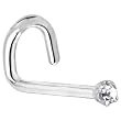 Solid 14KT White Gold 1.5mm Genuine Diamond Left Nostril Screw- 20 Gauge