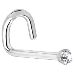 Platinum 1.5mm Genuine Diamond Left Nostril Screw - 20 Gauge