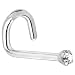 Solid 14KT White Gold 1.5mm Genuine Diamond Left Nostril Screw- 20 Gauge