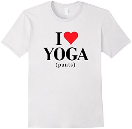 Men's I Love (Heart) Yoga Pants Shirt Medium White