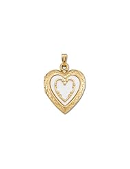 20.50x19.50 mm 14K Yellow Gold with Mother of Pearl Heart Locket in 14K Yellow Gold