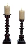 Set of Two Traditional Wood Candle Holders