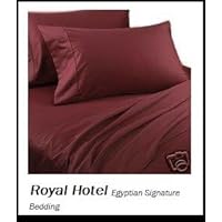 Royal Hotel's Solid Burgundy 1200 Thread Count 4pc Queen Bed Sheet Set 100% Egyptian Cotton, Sateen Solid, Deep Pocket, 1200 TC