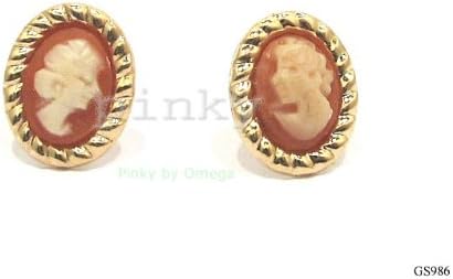 New 9ct Gold CAMEO Robe Edge Stud Earrings (GS986) GOLD EARRING / Gold Jewellry (MADE IN UK WITH HIGH QUALITY)