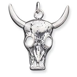 Sterling Silver Antiqued Cow Skull Pendant