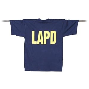 Super T-Shirt mit LAPD Logo in gelb auf blauem Shirt Gr. XL