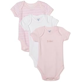 SpaSilk 100% Cotton Short Sleeve Printed Lap Shoulder 3-Pack Bodysuit