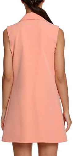 Worronland Women's Autumn Sleeveless Long Open Blazer Vest Waistcoat Pink M