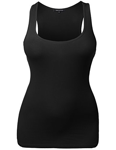 MBE Women's Plus Size Racer Back Sleeveless Scoop Neck Tank Tops