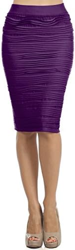Women's Seamless 2 in 1 Convertible A-line Pleated Tube Pencil Skirt / Crinkle Bodycon Club Mini Dress (PURPLE)
