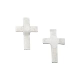 14K White Gold Children's Cross Earrings