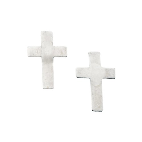 14K White Gold Children's Cross Earrings