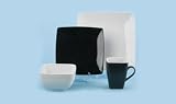 Square Black & White 16pc Dinner Set