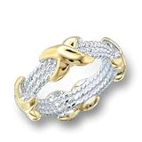 Women's Band Style No Stone Two-Tone Ring, Size: 4-11