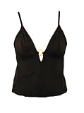 INC Black Tankini Swimsuit-top w/Center Gold Ring XS