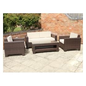 Cambridge Sofa Set in Brown All Weather Garden Furniture