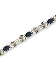 14K White Gold Oval Sapphire and Diamond Bracelet