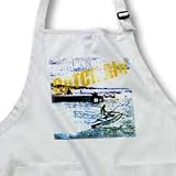Catch Air summer scene jet skier jumping waves with rough grunge design element - BLACK Full Length Apron With Pockets 22w X 30l