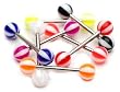 Stainless Steel with UV Assorted Color Beach Ball Barbell Sold as a Pair