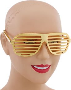 Imagen 2 de 80s Slotted Glasses - Metallic Gold (accesorio de disfraz)