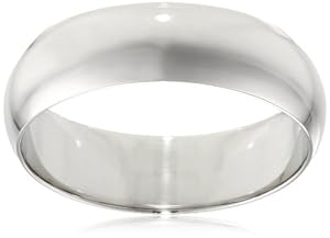 Men's Platinum Traditional Plain Wedding Band with Luxury High Polish (6 mm), Size 8.5
