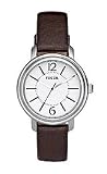 Fossil Women's ES2718 Brown Leather Strap White Analog Dial Watch