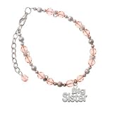 Silver Big Sister Pink Czech Glass Beaded Charm Bracelet [Jewelry]