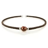 Woven Brown Leatherette Coil Freshwater Cultured Pearl and Cubic Zirconia Necklace, 17.75