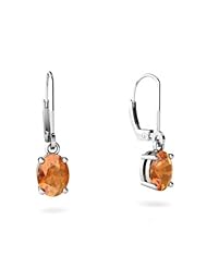 Genuine Fire Opal 14kt White Gold Lever Back Earrings