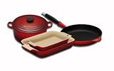 Le Creuset Cast Iron and Stoneware Gift Set, 4 Piece, Cerise  from LE CREUSET UK LTD