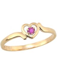 14K Gold 3 1/2 Childrens Genuine June Birthstone Ring - Rhodolite