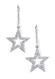 Sterling Silver Diamond Dangle Star Earrings