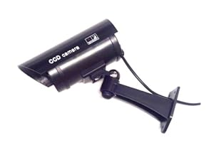 OUTDOOR FAKE / DUMMY SECURITY CAMERA w/ Blinking Light (Silver)