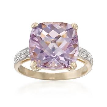 6.00 Carat Amethyst Ring With Diamonds In 14kt Yellow Gold