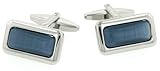 Bold cufflinks with a rich gray cats eye accent with presentation box