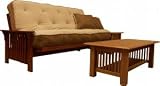 Sonoma Mission Solid Wood Arm Steel Grid Seat/Back Convertible Futon Sofa Sleeper Bed Frame