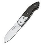 New Boker Magnum Leaf Bolster Black Wood Pocket Knife 440 Stainless Steel Blade One-Hand Opening