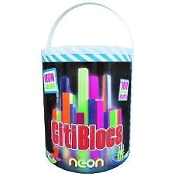 CitiBlocs CitiBlocs Neon Colors 100 Piece Precision Cut Wooden Building Blocks