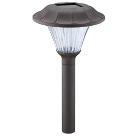 Malibu Solar White Nichia LED Outdoor Plastic Garden Lights, Dark Rust with Fluted Glass Globe 4-Pack #LZ2006DR4