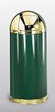 Designer Line European 15 gallon Steel/Brass Round Top Empire Green with Brass Waste Receptacle R1536-10GPL