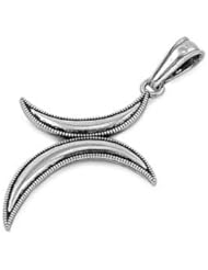 Sterling Silver Double Crescent Moon Pendant Wholesale Charm Pure 925 New 33mm with 1.4mm Box Chain