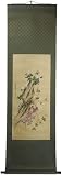Asian Art, Décor, & Gifts - 65" Bird on a Wire Oriental Ink & Watercolor Oriental Scroll Painting