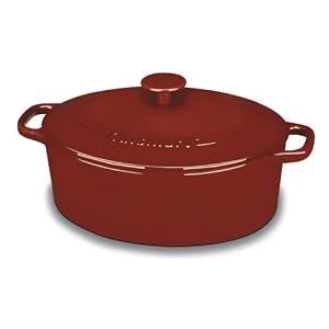 Cuisinart Chef's Classic Enameled Cast Iron 5-1 2-Quart Oval Covered Casserole, Cardinal Red by