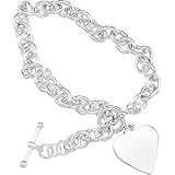 Clevereve's Sterling Silver 8 Inch Cable Bracelet W Toggle & Hear