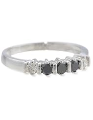 10K White Gold 0.50 Cttw Black and White Diamond Ring, Size 7