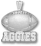 Texas A&M Aggies Solid Sterling Silver ''AGGIES'' Football Pendant