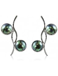 Sterling silver 8mm Pacific Blue mobe earrings.