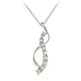 Sterling Silver Created-Opal Infinity Pendant with Rolo Chain, 18