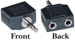2 x 3.5mm Stereo Female / 3.5mm Stereo Male Adaptor
